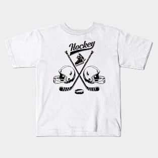 Hockey Sticks Helmet Skate Puck Kids T-Shirt